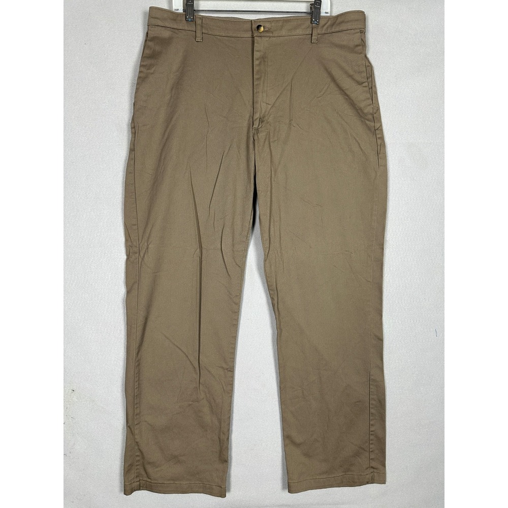 Wrangler Pants Mens 38X32 Comfort Solutions Series Tan Khaki Chino Stretch EUC